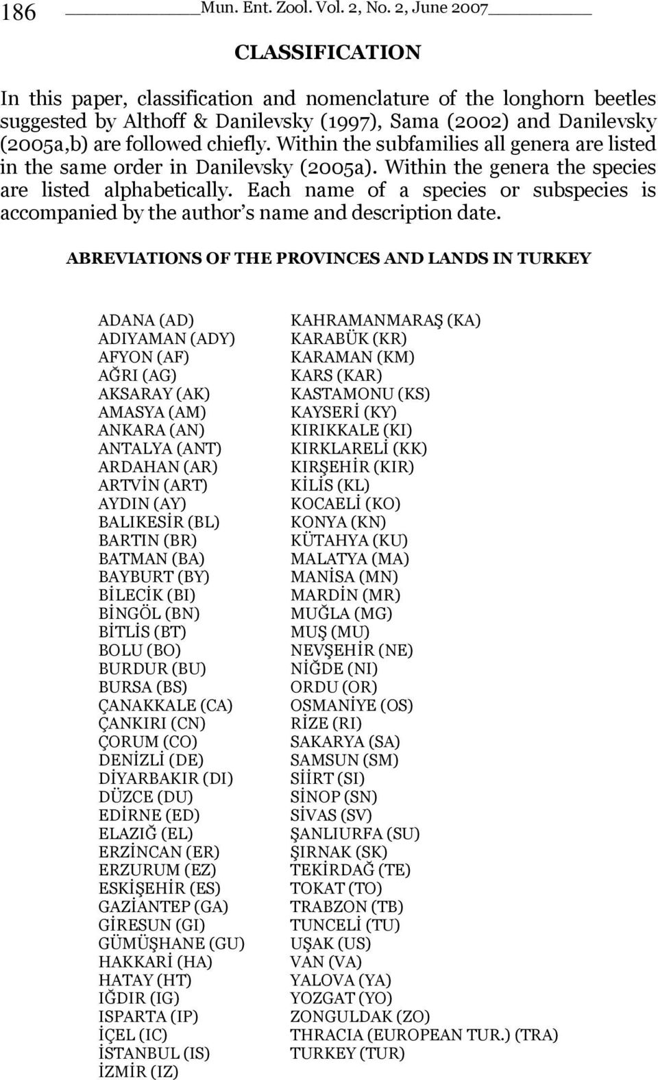 Within the subfamilies all genera are listed in the same order in Danilevsky (2005a). Within the genera the species are listed alphabetically.