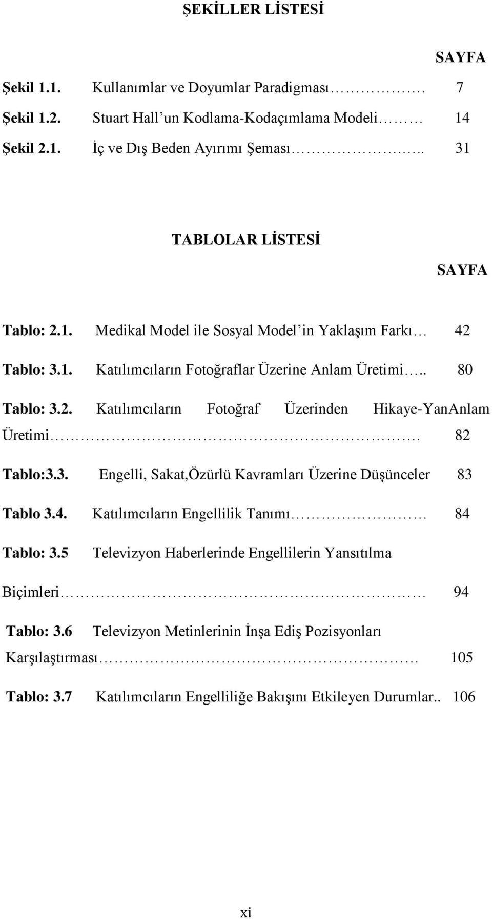 82 Tablo:3.3. Engelli, Sakat,Özürlü Kavramları Üzerine Düşünceler 83 Tablo 3.4. Katılımcıların Engellilik Tanımı 84 Tablo: 3.