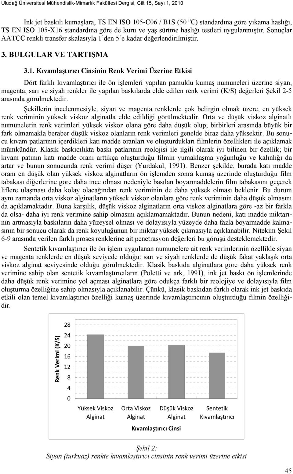 den 5 e kadar değerlendirilmiştir. 3. BULGULAR VE TARTIŞMA 3.1.