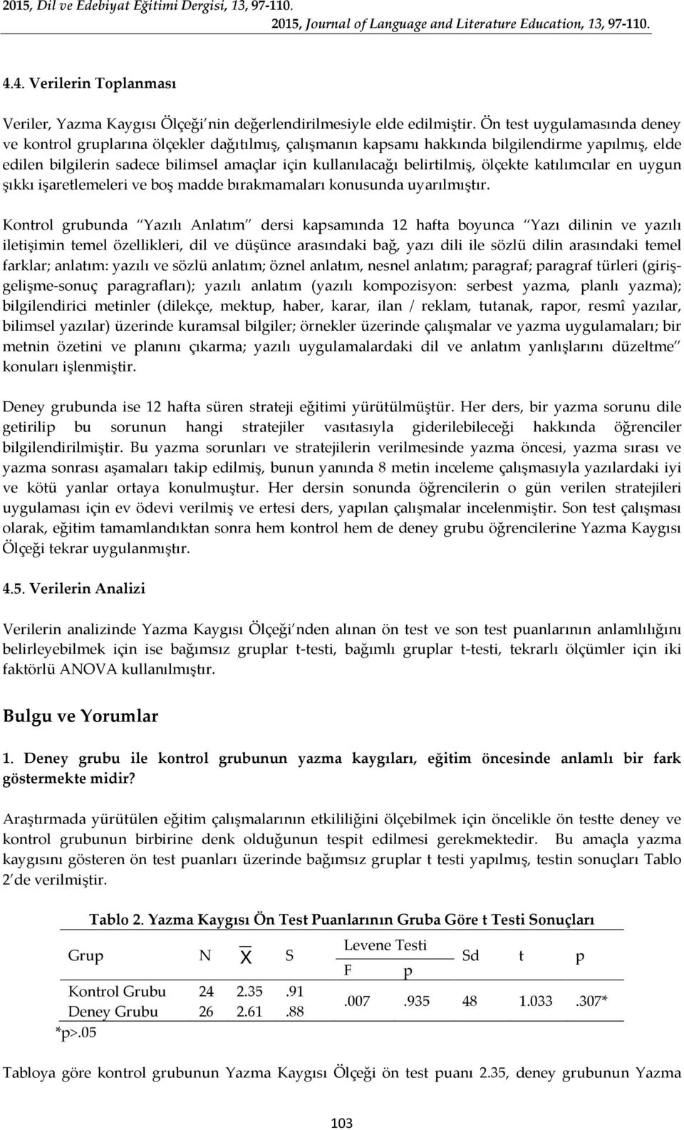 belirtilmiş, ölçekte katılımcılar en uygun şıkkı işaretlemeleri ve boş madde bırakmamaları konusunda uyarılmıştır.