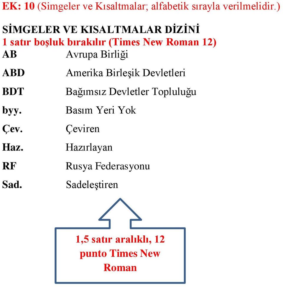 Birliği ABD BDT byy. Çev. Haz. RF Sad.