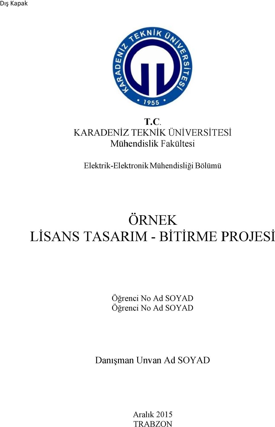 Elektrik-Elektronik Mühendisliği Bölümü ÖRNEK LİSANS