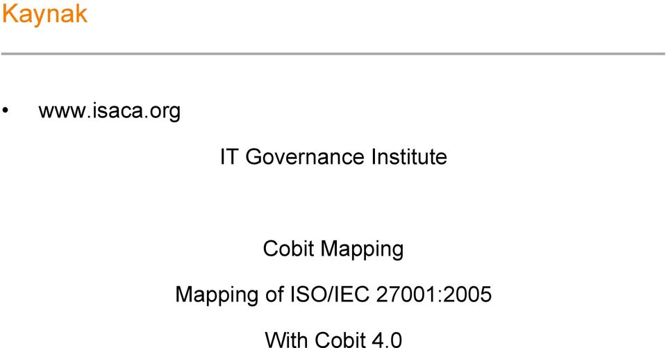 Institute Cobit Mapping