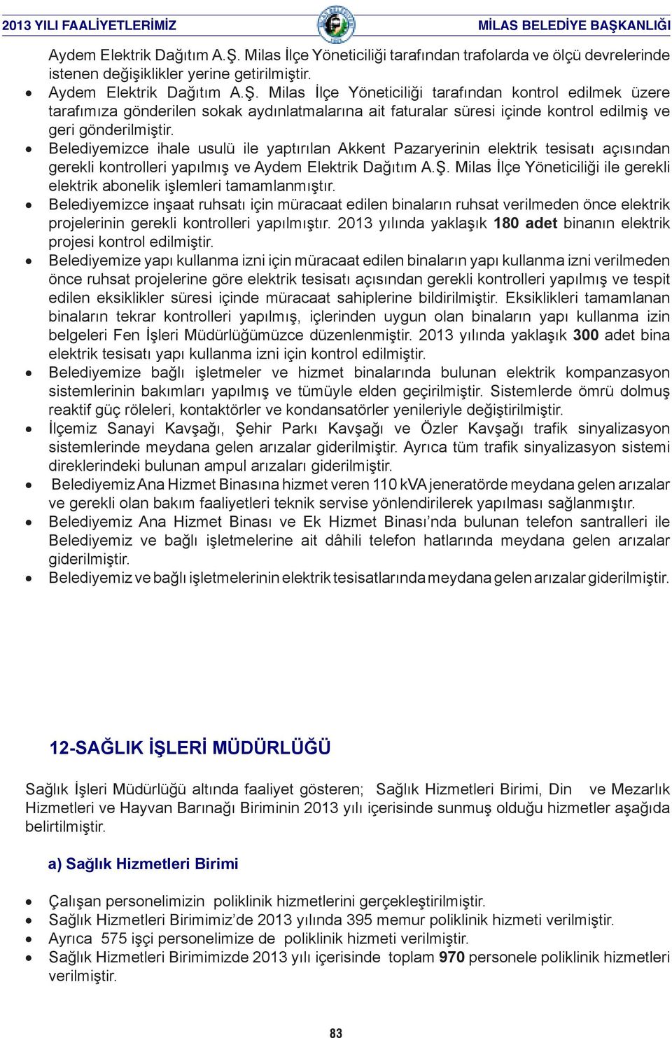 Milas İlçe Yöneticiliği ile gerekli elektrik abonelik işlemleri tamamlanmıştır.