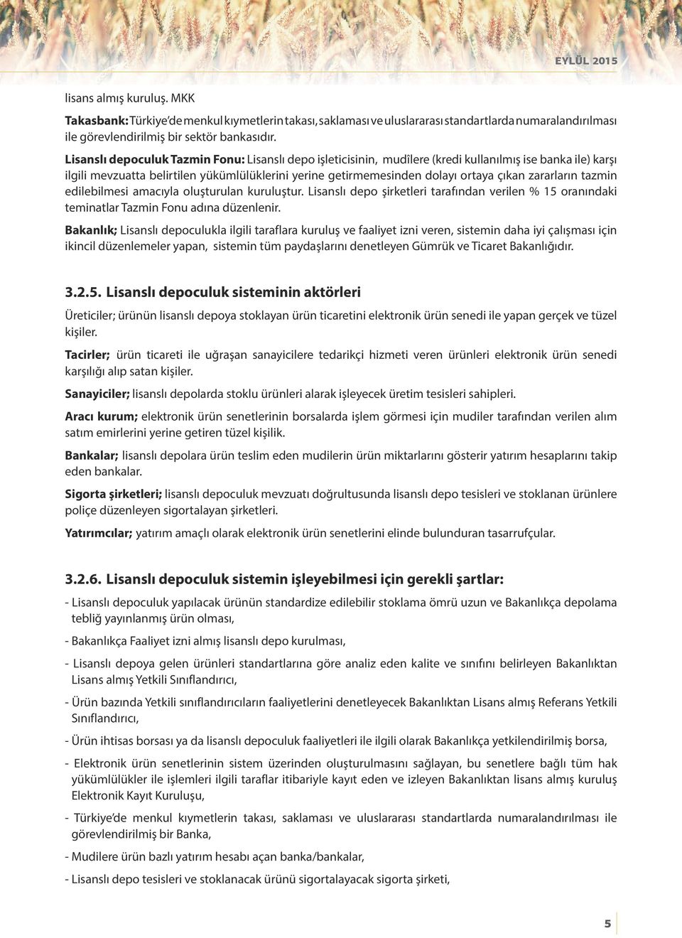 zararların tazmin edilebilmesi amacıyla oluşturulan kuruluştur. Lisanslı depo şirketleri tarafından verilen % 15 oranındaki teminatlar Tazmin Fonu adına düzenlenir.