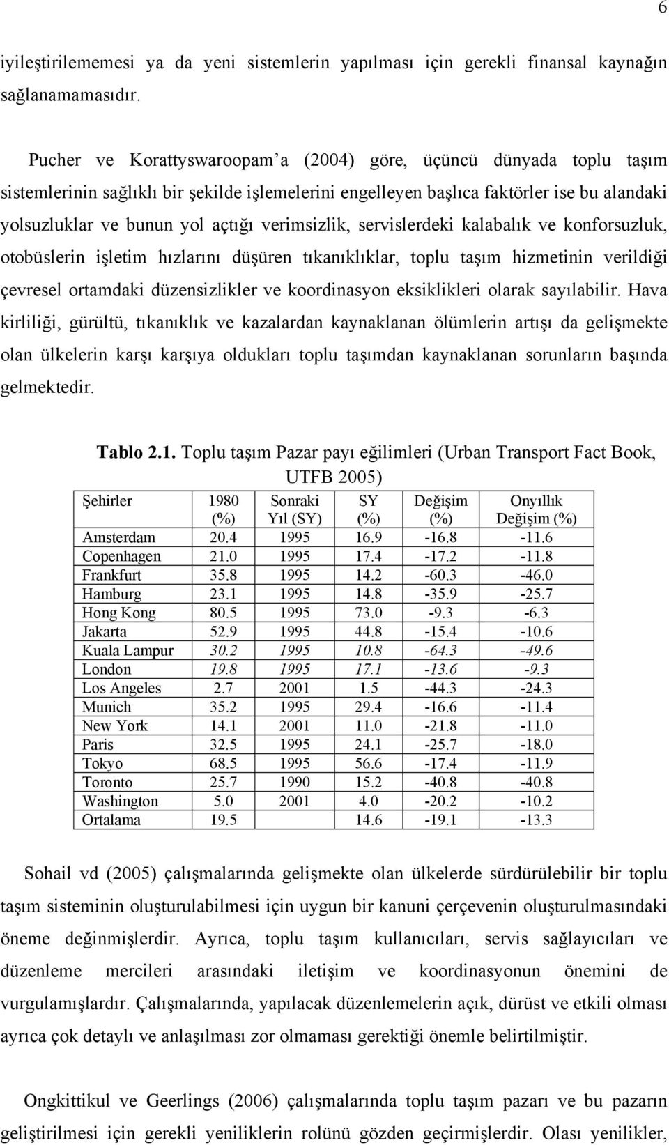 verimsizlik, servislerdeki kalabalık ve konforsuzluk, otobüslerin işletim hızlarını düşüren tıkanıklıklar, toplu taşım hizmetinin verildiği çevresel ortamdaki düzensizlikler ve koordinasyon