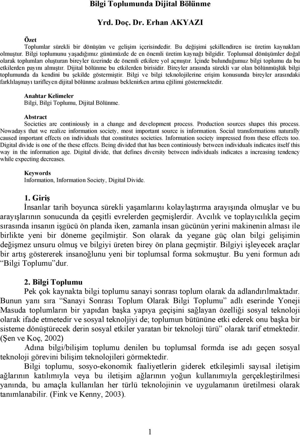 İçinde bulunduğumuz bilgi toplumu da bu etkilerden payını almıştır. Dijital bölünme bu etkilerden birisidir.