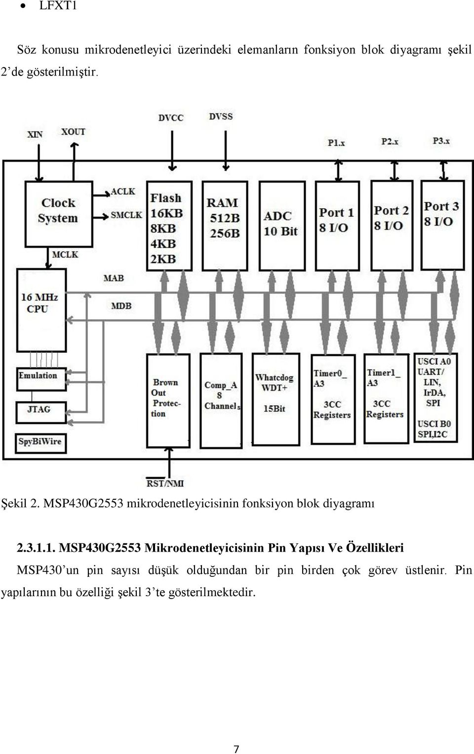 1. MSP430G2553 Mikrodenetleyicisinin Pin Yapısı Ve Özellikleri MSP430 un pin sayısı düşük