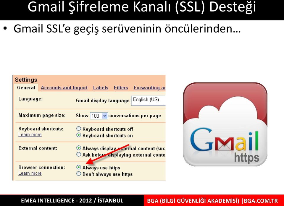 Desteği Gmail SSL e