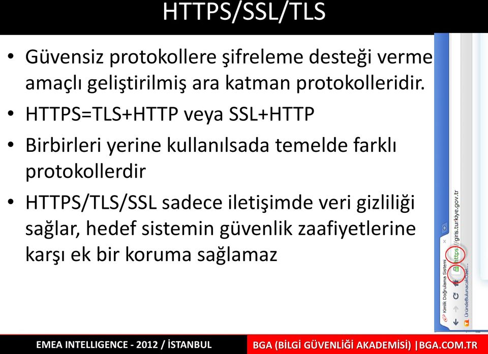 HTTPS=TLS+HTTP veya SSL+HTTP Birbirleri yerine kullanılsada temelde farklı