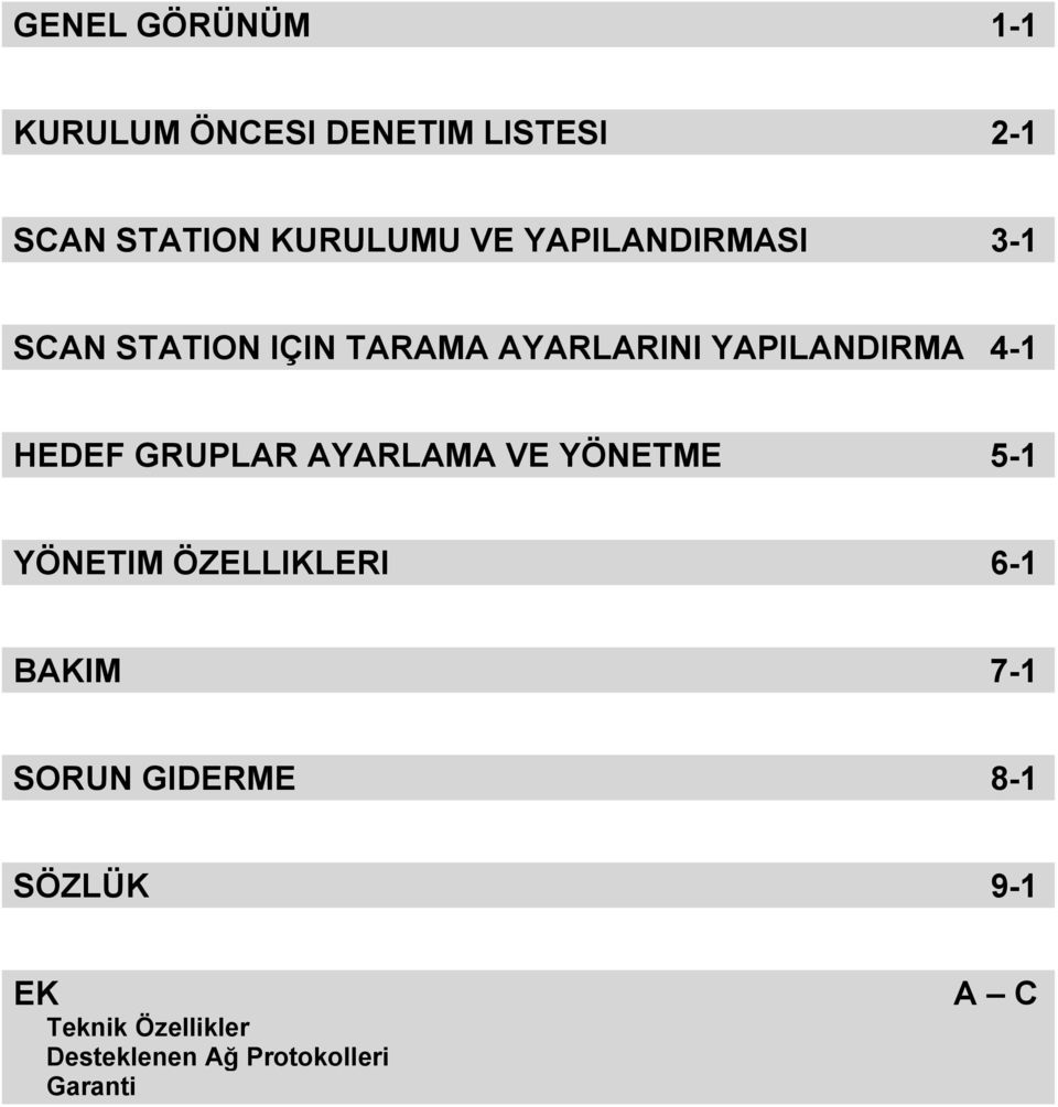 GRUPLAR AYARLAMA VE YÖNETME 5-1 YÖNETIM ÖZELLIKLERI 6-1 BAKIM 7-1 SORUN