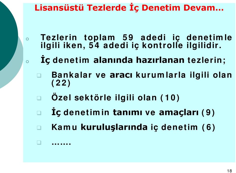 o İç denetim alanında hazırlanan tezlerin; Bankalar ve aracı kurumlarla ilgili