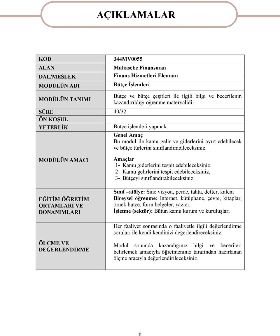 Genel Amaç Bu modül ile kamu gelir ve giderlerini ayırt edebilecek ve bütçe türlerini sınıflandırabileceksiniz.