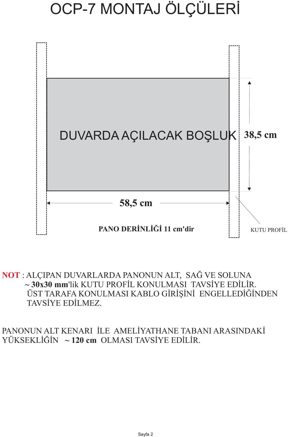 KONULMASI TAVSÝYE EDÝLÝR. ÜST TARAFA KONULMASI KABLO GÝRÝÞÝNÝ ENGELLEDÝÐÝNDEN TAVSÝYE EDÝLMEZ.