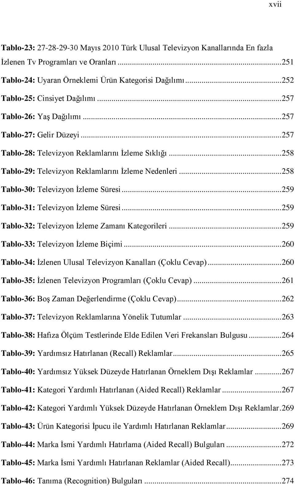 .. 258 Tablo-29: Televizyon Reklamlarını Ġzleme Nedenleri... 258 Tablo-30: Televizyon Ġzleme Süresi... 259 Tablo-31: Televizyon Ġzleme Süresi... 259 Tablo-32: Televizyon Ġzleme Zamanı Kategorileri.