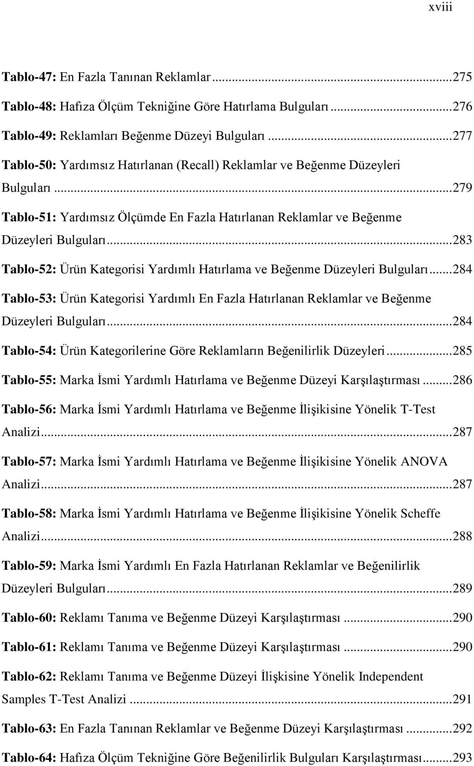 .. 283 Tablo-52: Ürün Kategorisi Yardımlı Hatırlama ve Beğenme Düzeyleri Bulguları... 284 Tablo-53: Ürün Kategorisi Yardımlı En Fazla Hatırlanan Reklamlar ve Beğenme Düzeyleri Bulguları.