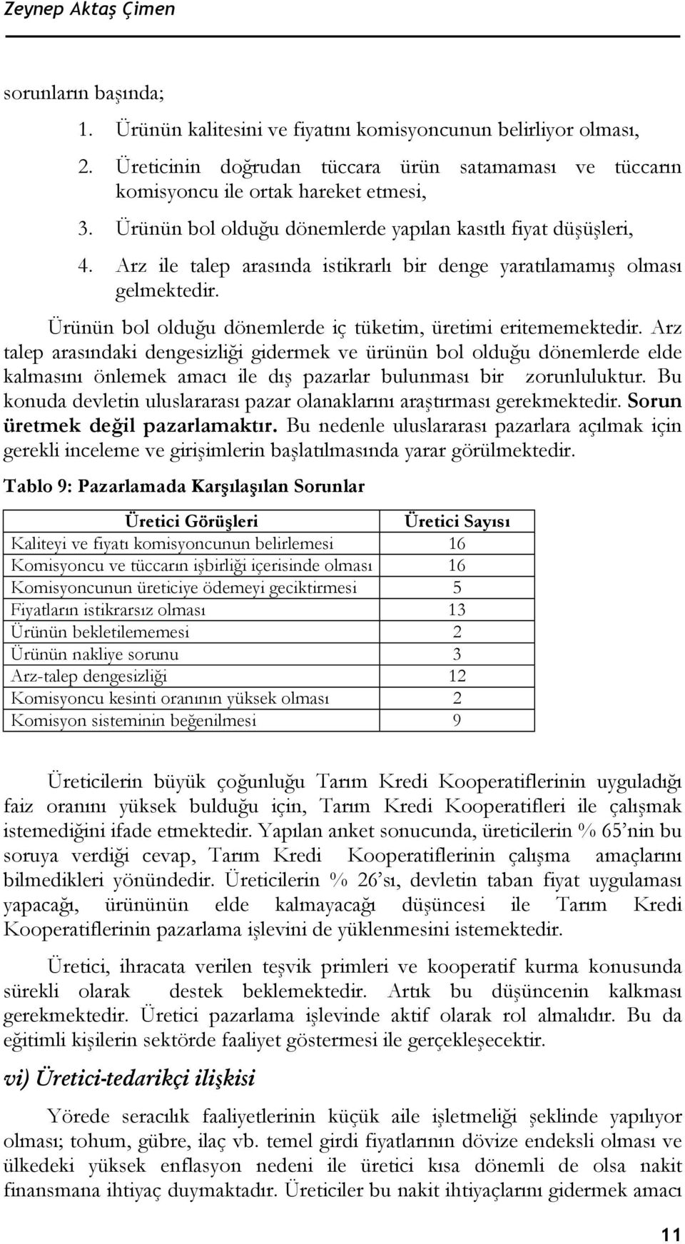 Arz ile talep arasında istikrarlı bir denge yaratılamamış olması gelmektedir. Ürünün bol olduğu dönemlerde iç tüketim, üretimi eritememektedir.