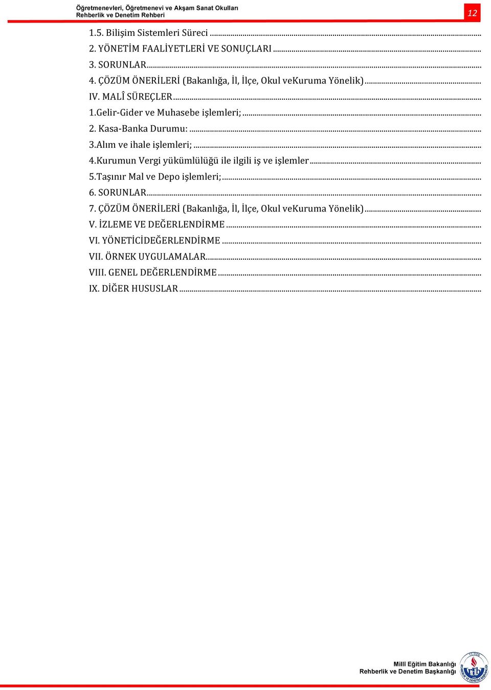 .. 3.Alım ve ihale işlemleri;... 4.Kurumun Vergi yükümlülüğü ile ilgili iş ve işlemler... 5.Taşınır Mal ve Depo işlemleri;... 6. SORUNLAR... 7.