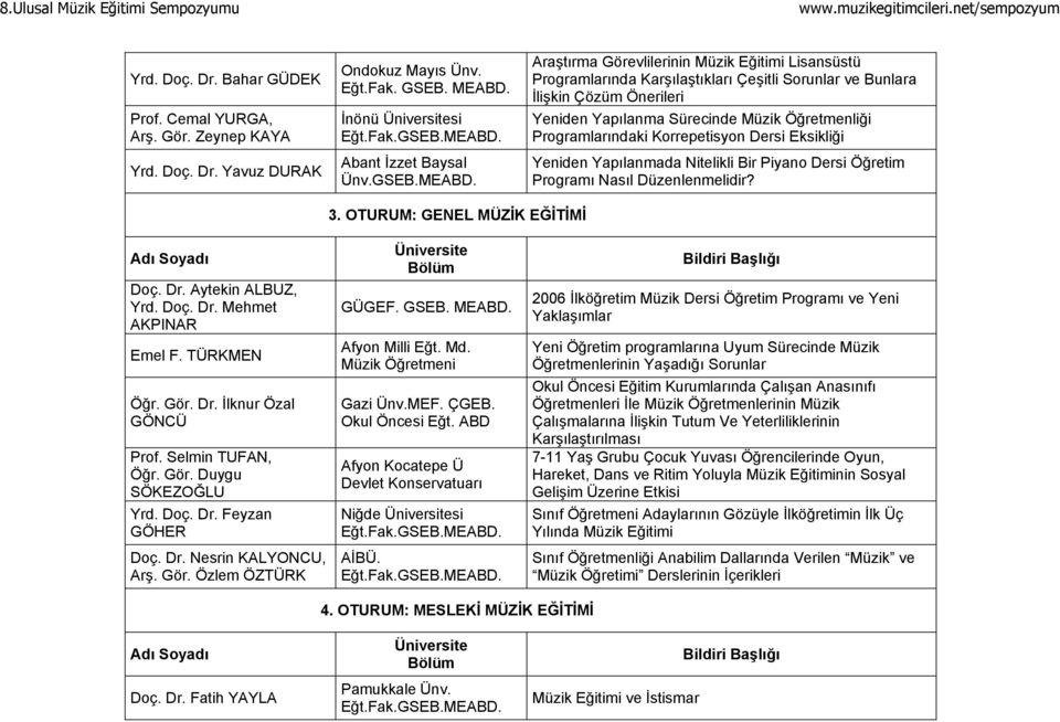Korrepetisyon Dersi Eksikliği Yeniden Yapılanmada Nitelikli Bir Piyano Dersi Öğretim Programı Nasıl Düzenlenmelidir? 3. OTURUM: GENEL MÜZİK EĞİTİMİ Doç. Dr. Aytekin ALBUZ, Yrd. Doç. Dr. Mehmet AKPINAR Emel F.