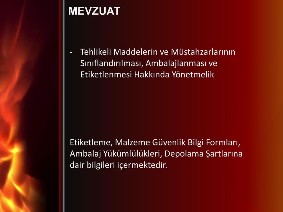 Yönetmelik Etiketleme, Malzeme Güvenlik Bilgi Formları,