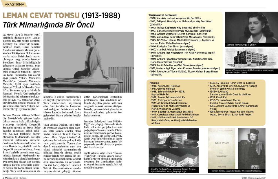 1935 yılında İstanbul Belediyesi İmar Müdürlüğünde çalışmaya başlayan Tomsu, 1934 yılında Güzel Sanatlar Akademisi Mimarlık Şubesi ni bitiren iki kadın mimardan biri olarak 1941 yılında Yüksek