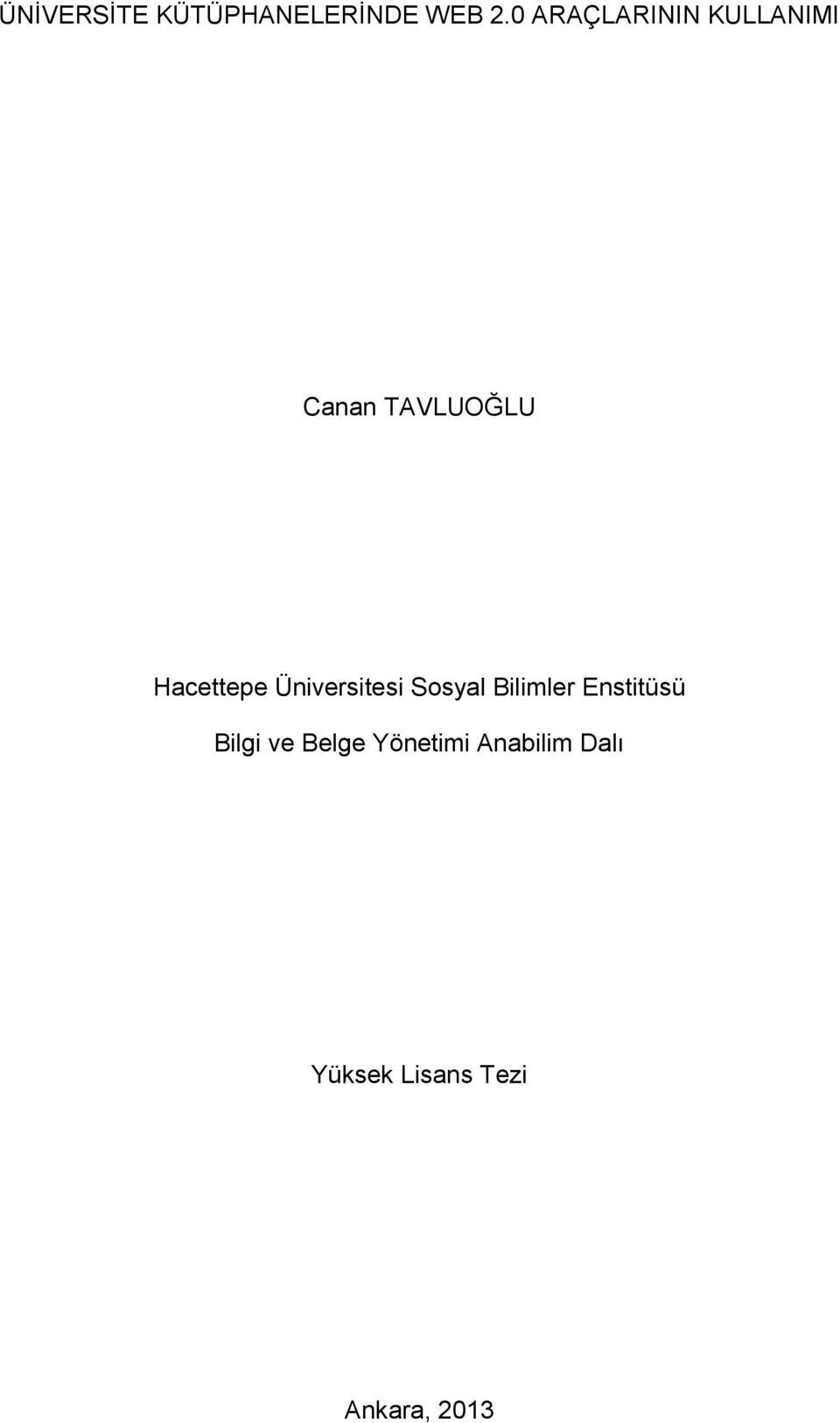 Hacettepe Üniversitesi Sosyal Bilimler