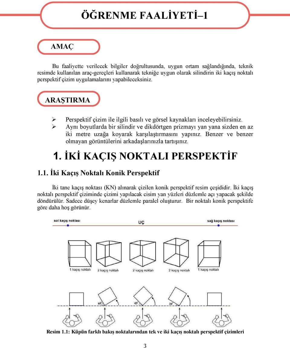 Aynı boyutlarda bir silindir ve dikdörtgen prizmayı yan yana sizden en az iki metre uzağa koyarak karşılaştırmasını yapınız. Benzer ve benzer olmayan görüntülerini arkadaşlarınızla tartışınız. 1.