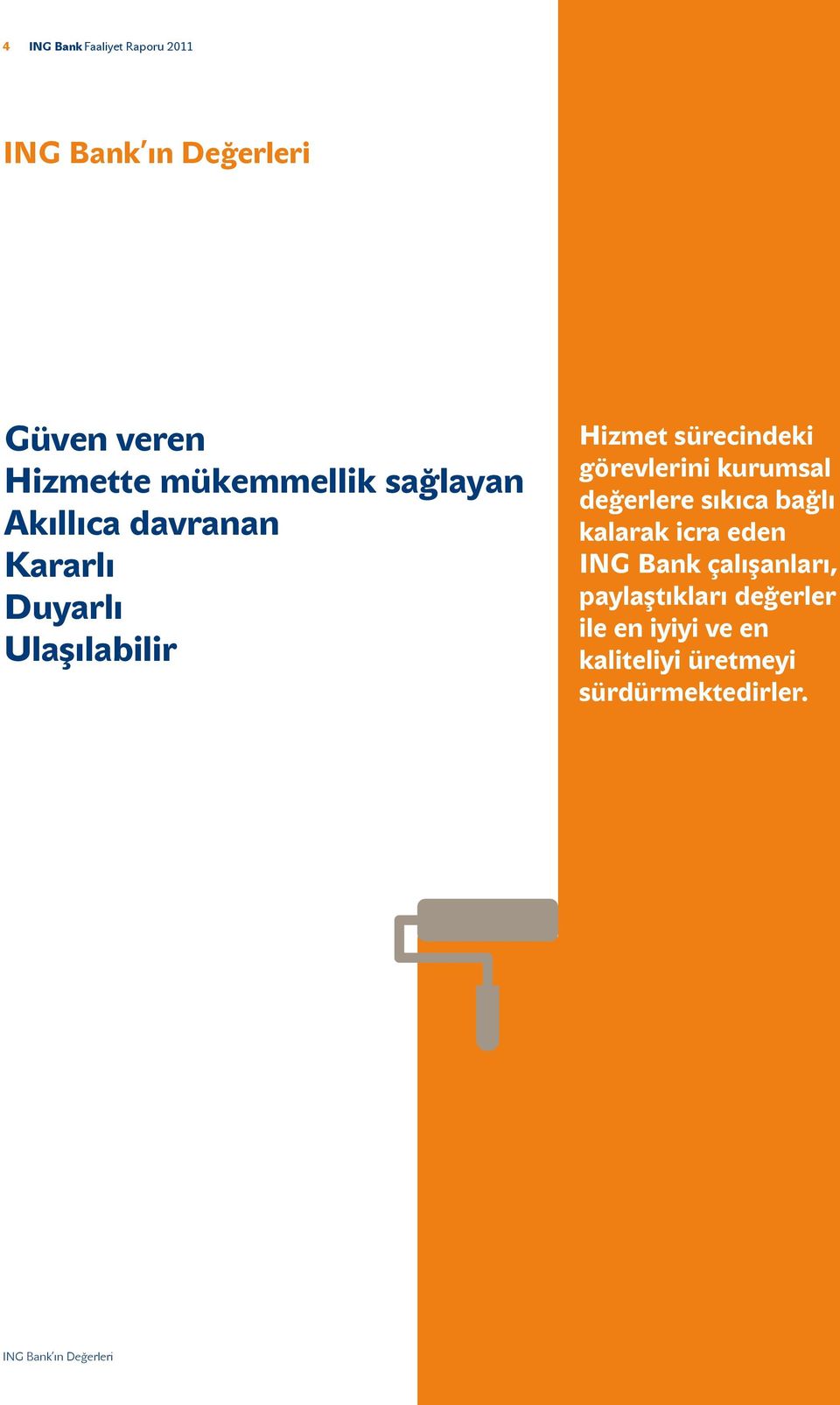 kurumsal değerlere sıkıca bağlı kalarak icra eden ING Bank çalışanları, paylaştıkları