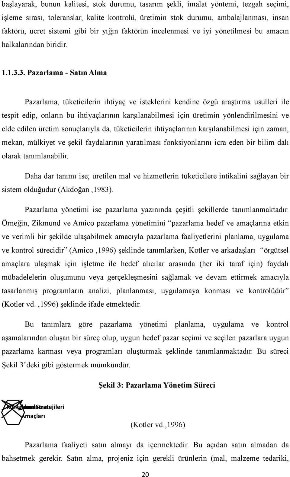 3. Pazarlama - Satın Alma Pazarlama, tüketicilerin ihtiyaç ve isteklerini kendine özgü araştırma usulleri ile tespit edip, onların bu ihtiyaçlarının karşılanabilmesi için üretimin yönlendirilmesini