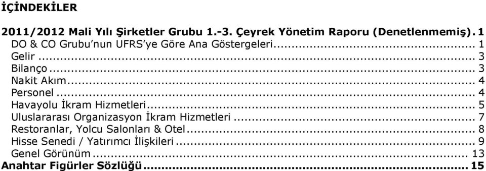 .. 4 Havayolu İkram Hizmetleri... 5 Uluslararası Organizasyon İkram Hizmetleri.