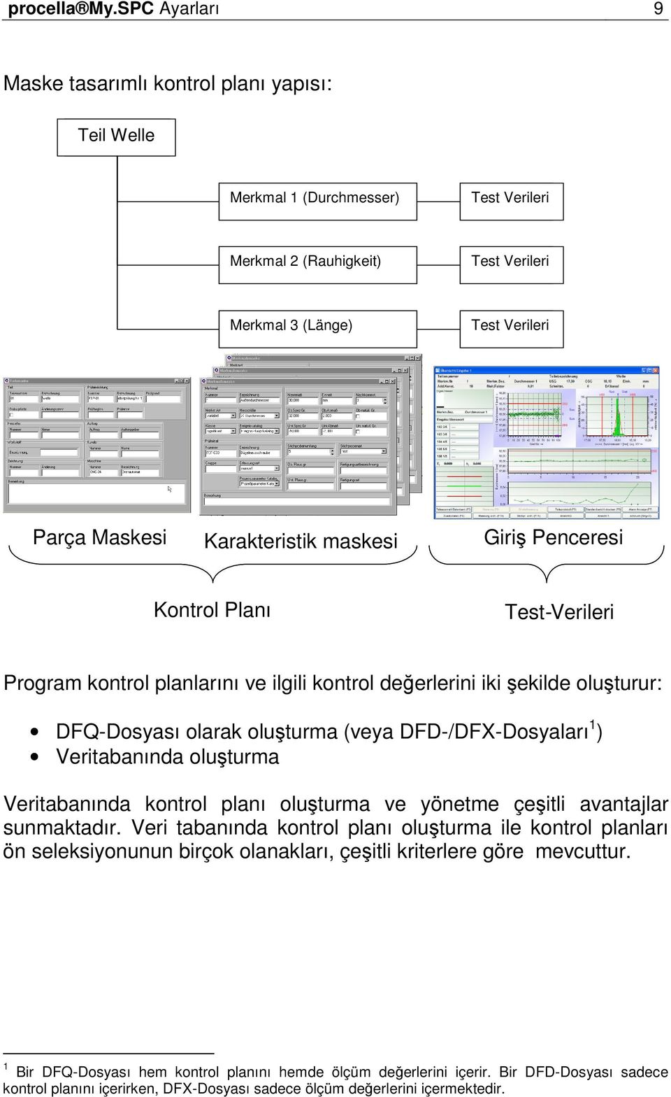 maskesi Giriş Penceresi Kontrol Planı Test - Verileri Program kontrol planlarını ve ilgili kontrol değerlerini iki şekilde oluşturur: DFQ-Dosyası olarak oluşturma (veya DFD-/DFX-Dosyaları 1 )