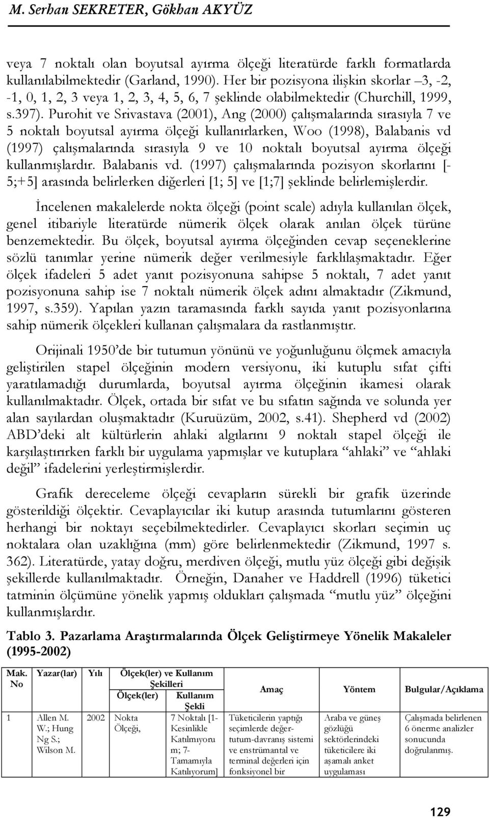 Purohit ve Srivastava (2001), Ang (2000) çalışmalarında sırasıyla 7 ve 5 noktalı boyutsal ayırma ölçeği kullanırlarken, Woo (1998), Balabanis vd (1997) çalışmalarında sırasıyla 9 ve 10 noktalı