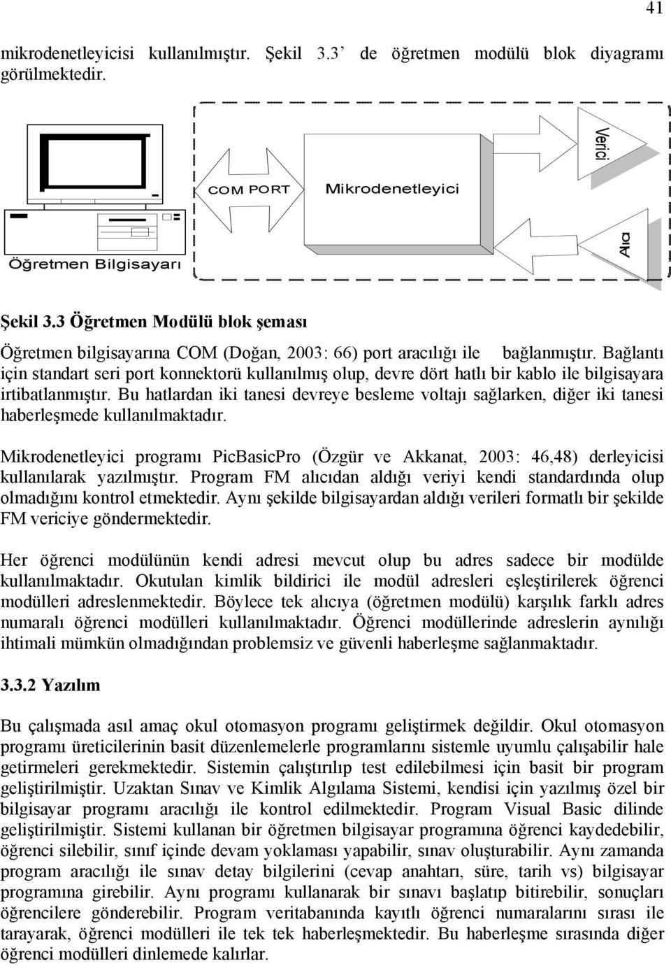 Bağlantı için standart seri port konnektorü kullanılmış olup, devre dört hatlı bir kablo ile bilgisayara irtibatlanmıştır.