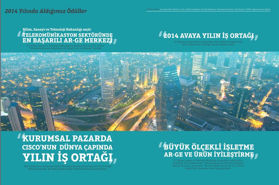 78 ülkeden oluşan dünya büyümekte olan ülkeler kategorisinde 2014 Avaya Yılın İş Ortağı büyük ödülünü aldık.