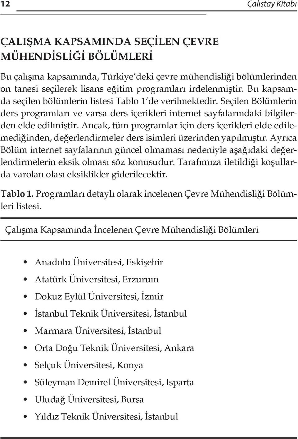 Ancak, tüm programlar için ders içerikleri elde edilemediğinden, değerlendirmeler ders isimleri üzerinden yapılmıştır.