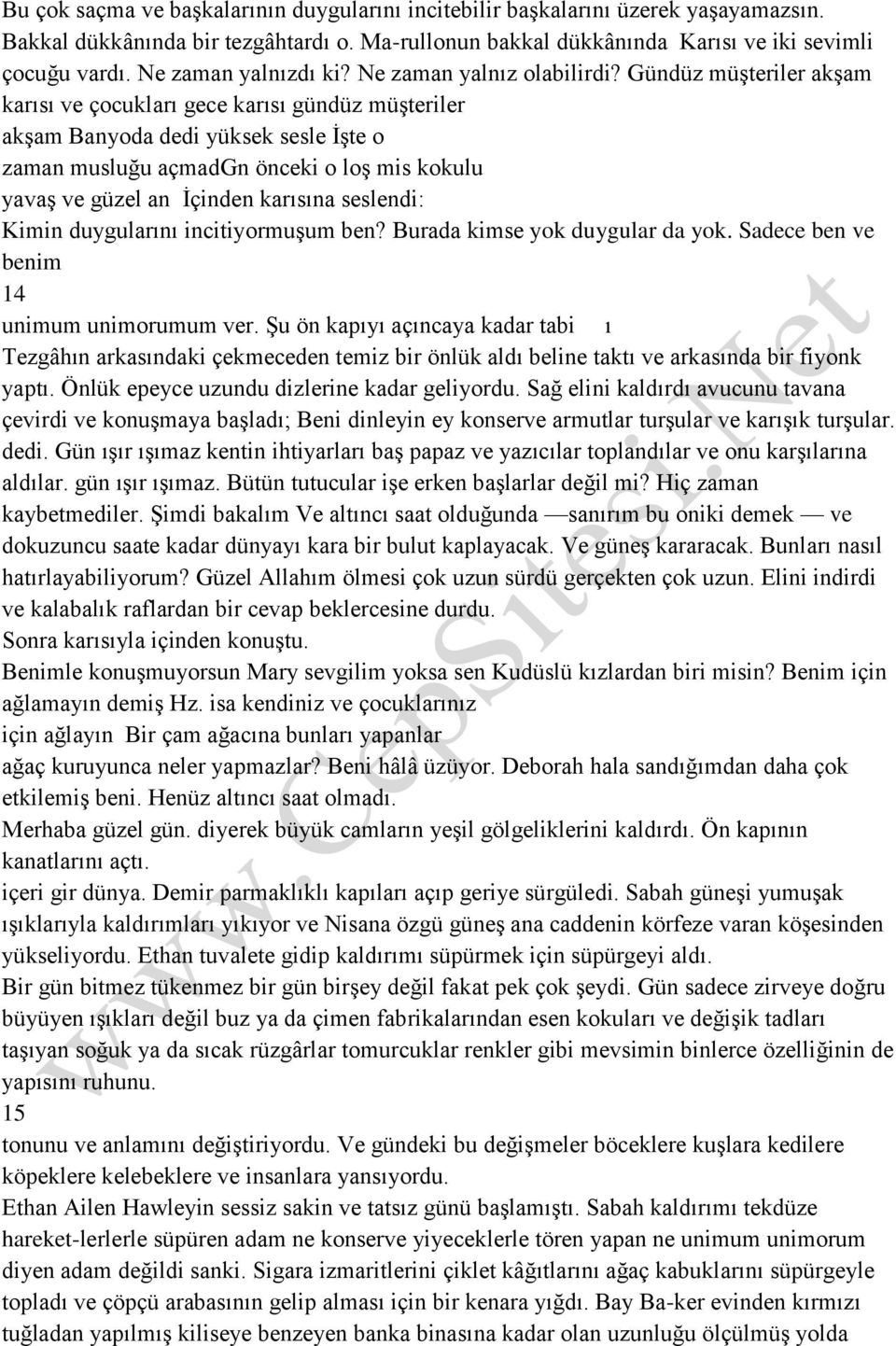 Gündüz müşteriler akşam karısı ve çocukları gece karısı gündüz müşteriler akşam Banyoda dedi yüksek sesle İşte o zaman musluğu açmadgn önceki o loş mis kokulu yavaş ve güzel an İçinden karısına