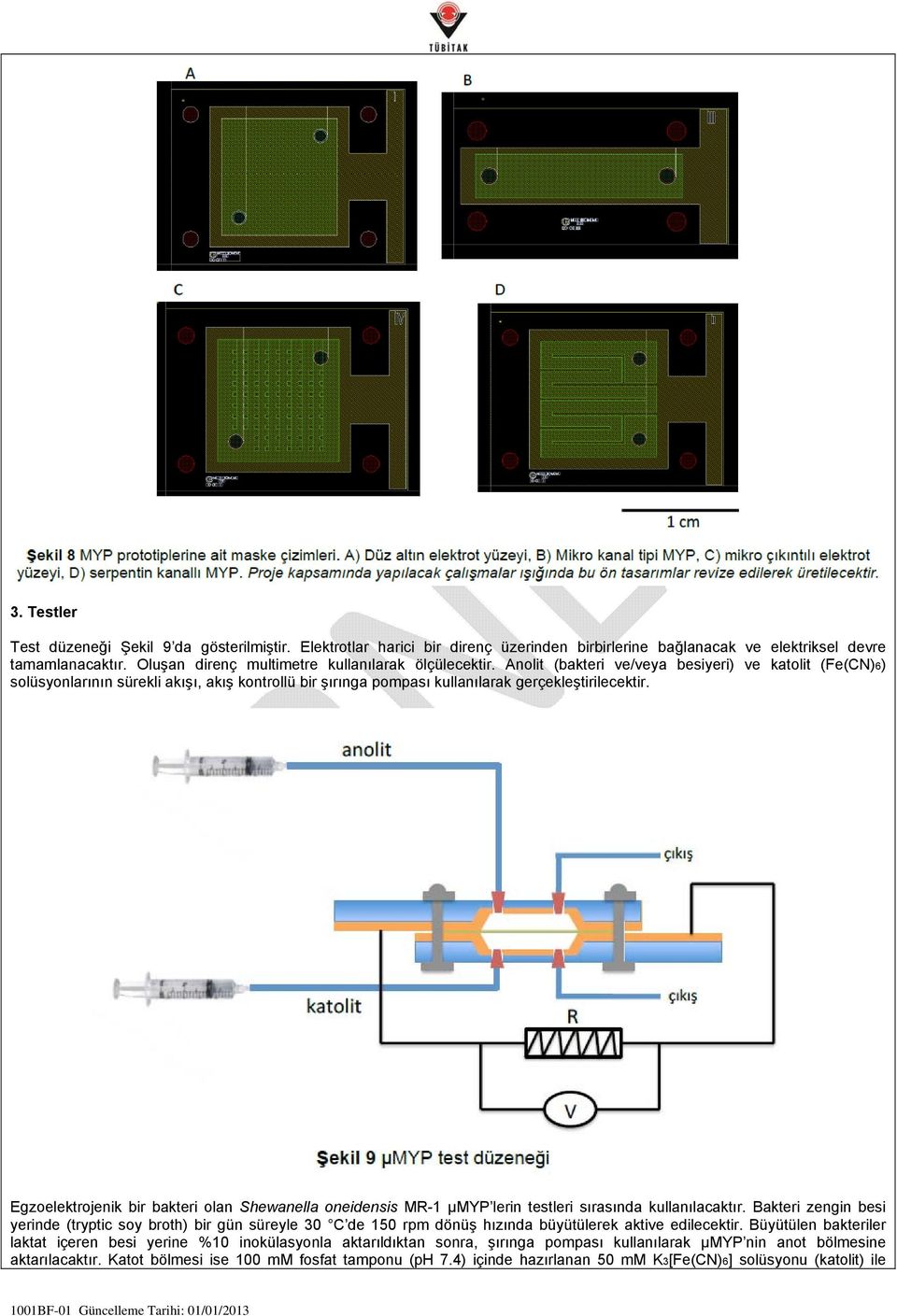 Anolit (bakteri ve/veya besiyeri) ve katolit (Fe(CN)6) solüsyonlarının sürekli akışı, akış kontrollü bir şırınga pompası kullanılarak gerçekleştirilecektir.