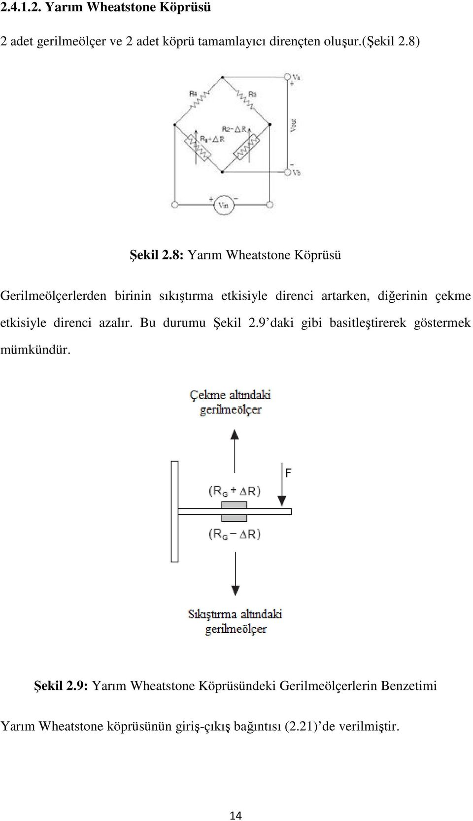 8: Yarım Wheatstone Köprüsü Gerilmeölçerlerden birinin sıkıştırma etkisiyle direnci artarken, diğerinin çekme