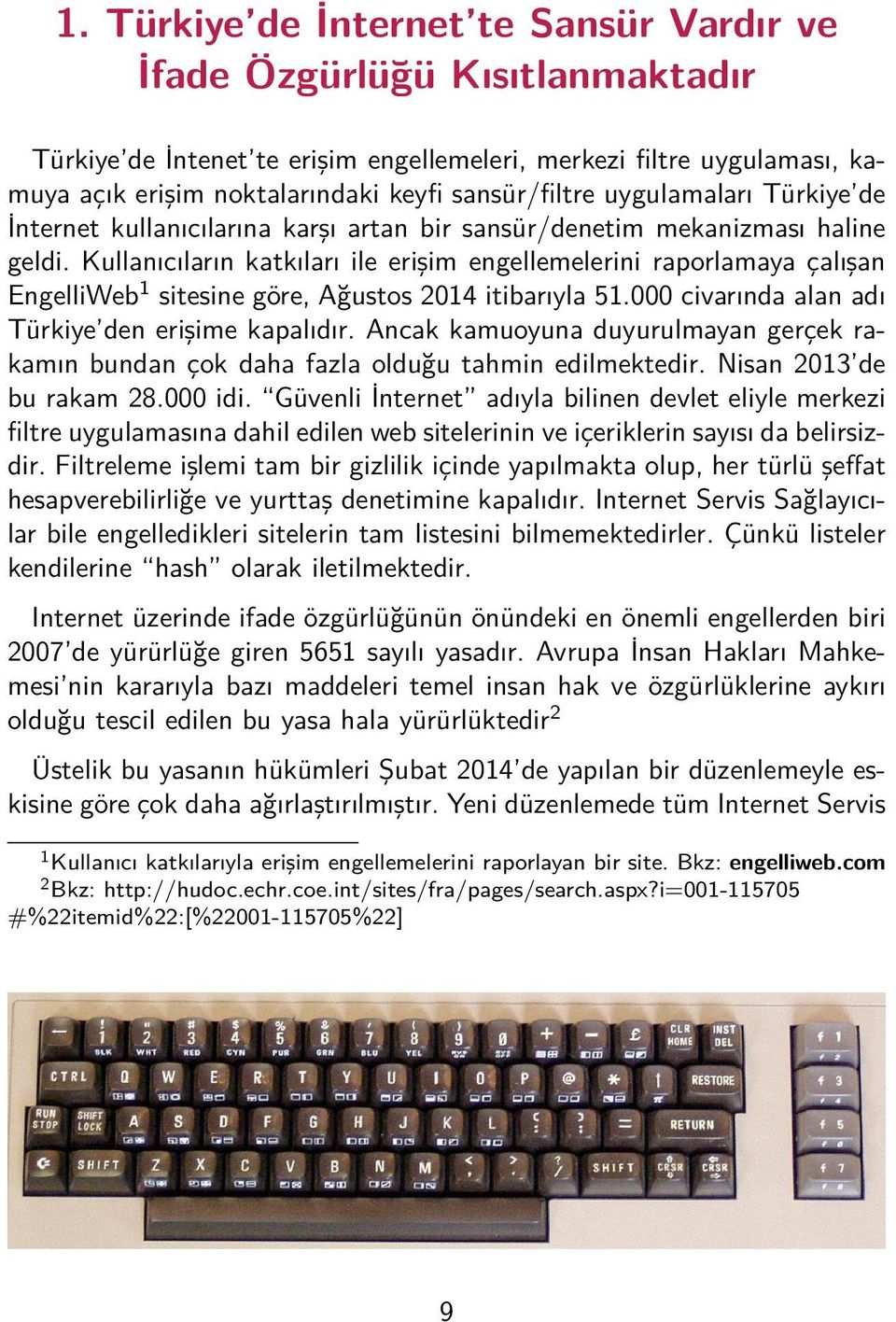 Kullanıcıların katkıları ile erişim engellemelerini raporlamaya çalışan EngelliWeb 1 sitesine göre, Ağustos 2014 itibarıyla 51.000 civarında alan adı Türkiye den erişime kapalıdır.