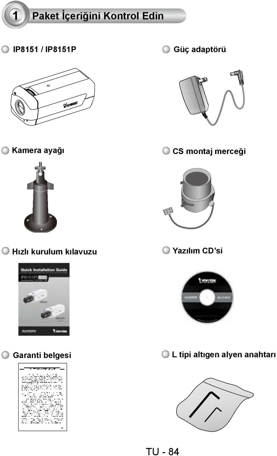 merceği Hızlı kurulum kılavuzu Yazılım CD si