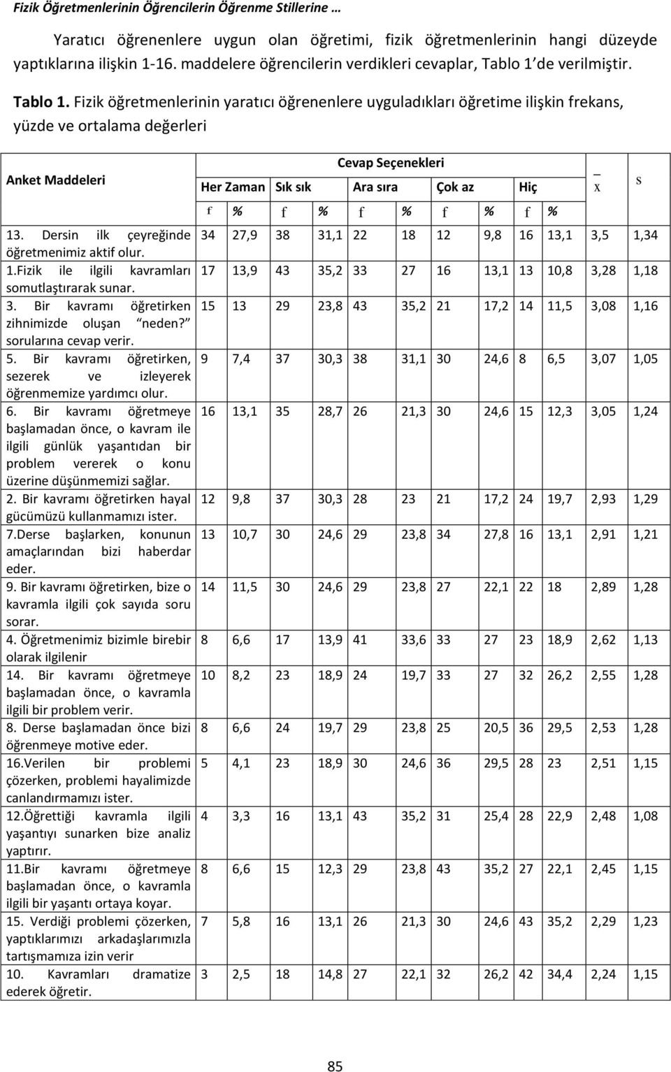 Dersin ilk çeyreğinde öğretmenimiz aktif olur. 1.Fizik ile ilgili kavramları somutlaştırarak sunar. 3. Bir kavramı öğretirken zihnimizde oluşan neden? sorularına cevap verir. 5.