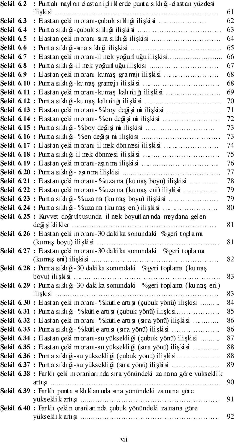 7 : El astan çeki moranı-il mek yoğunl uğu ilişkisi... 66 Şekil 6. 8 : Punt a sı klığı-il mek yoğunl uğu ilişkisi. 67 Şekil 6. 9 : El astan çeki moranı-kumaş gra majı ilişkisi. 68 Şekil 6.