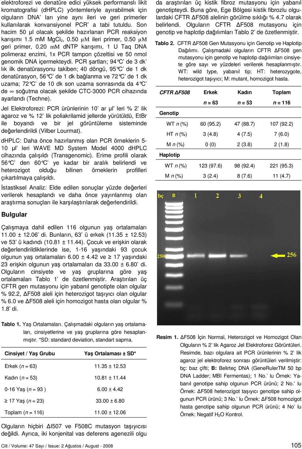 20 mm dntp karışımı, 1 U Taq DNA polimeraz enzimi, 1x PCR tampon çözeltisi ve 50 nmol genomik DNA içermekteydi.