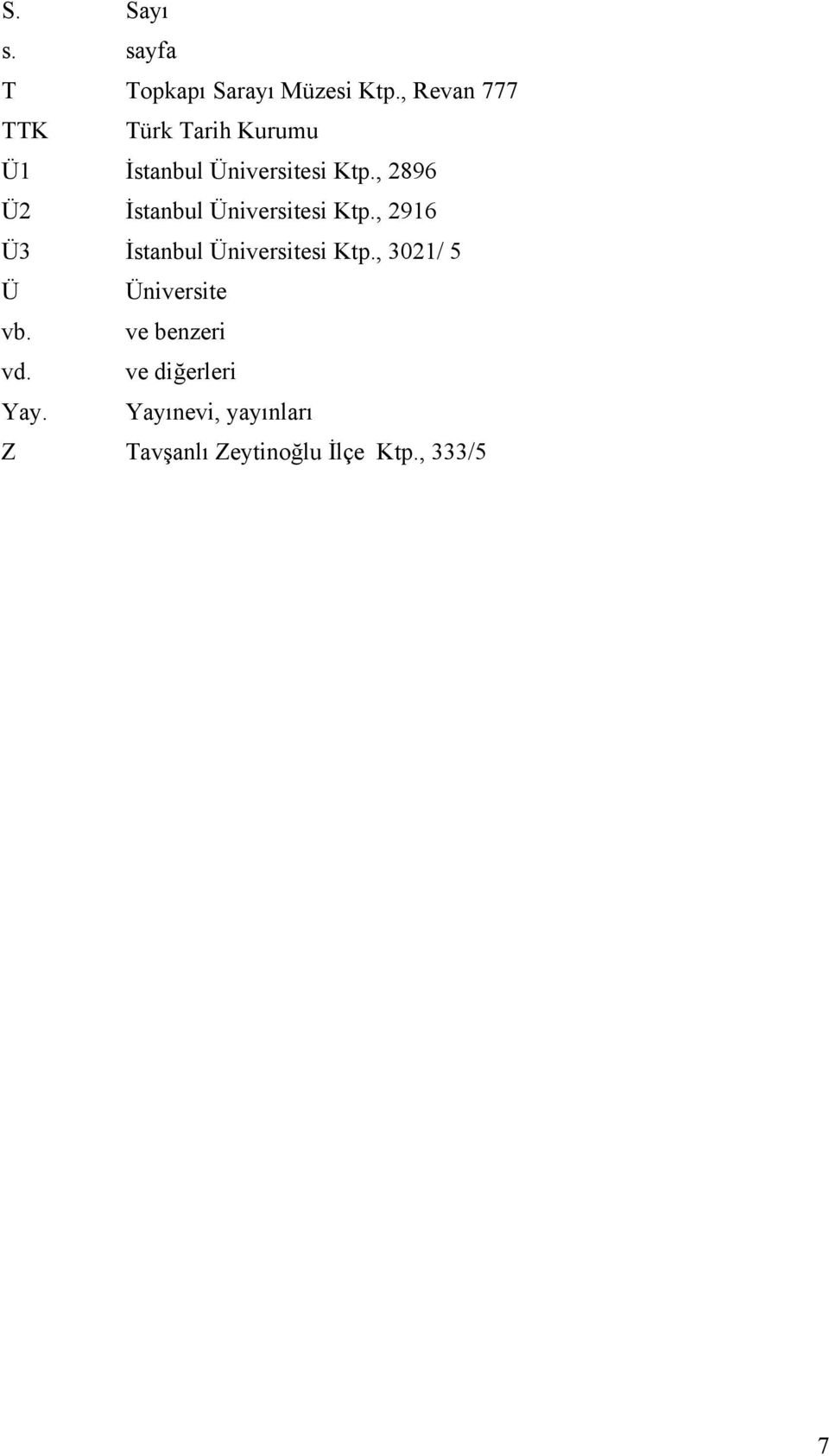 , 2896 Ü2 İstanbul Üniversitesi Ktp., 2916 Ü3 İstanbul Üniversitesi Ktp.