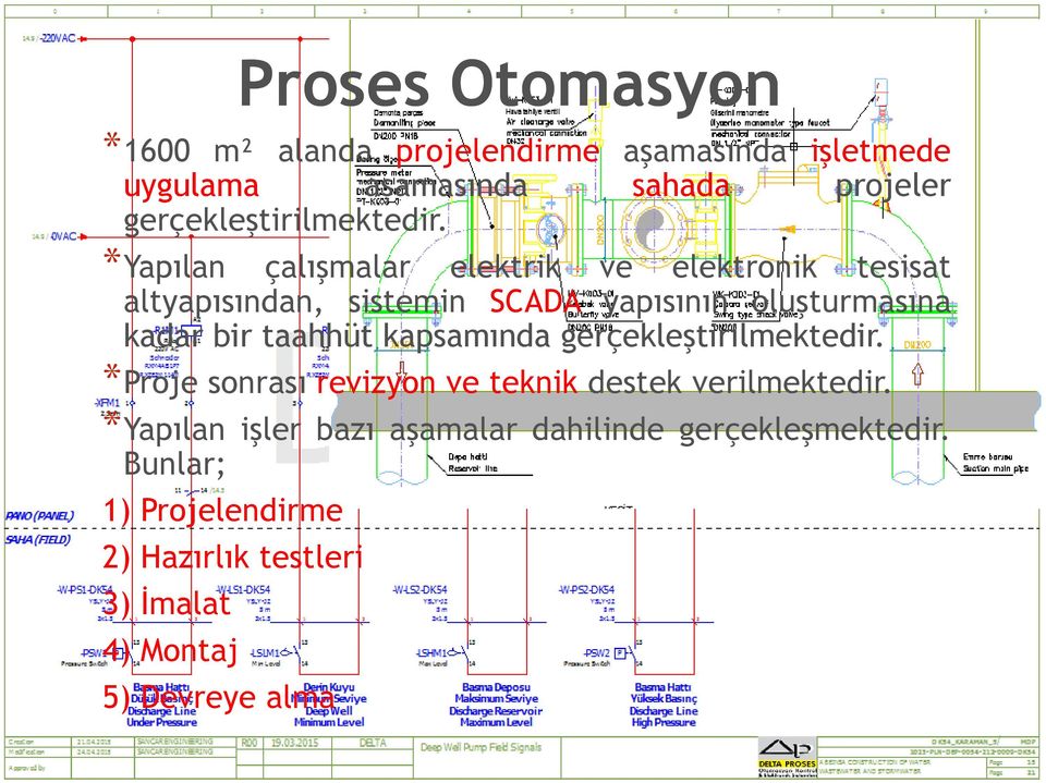 *Yapılan çalışmalar elektrik ve elektronik tesisat altyapısından, sistemin SCADA yapısının oluşturmasına kadar bir