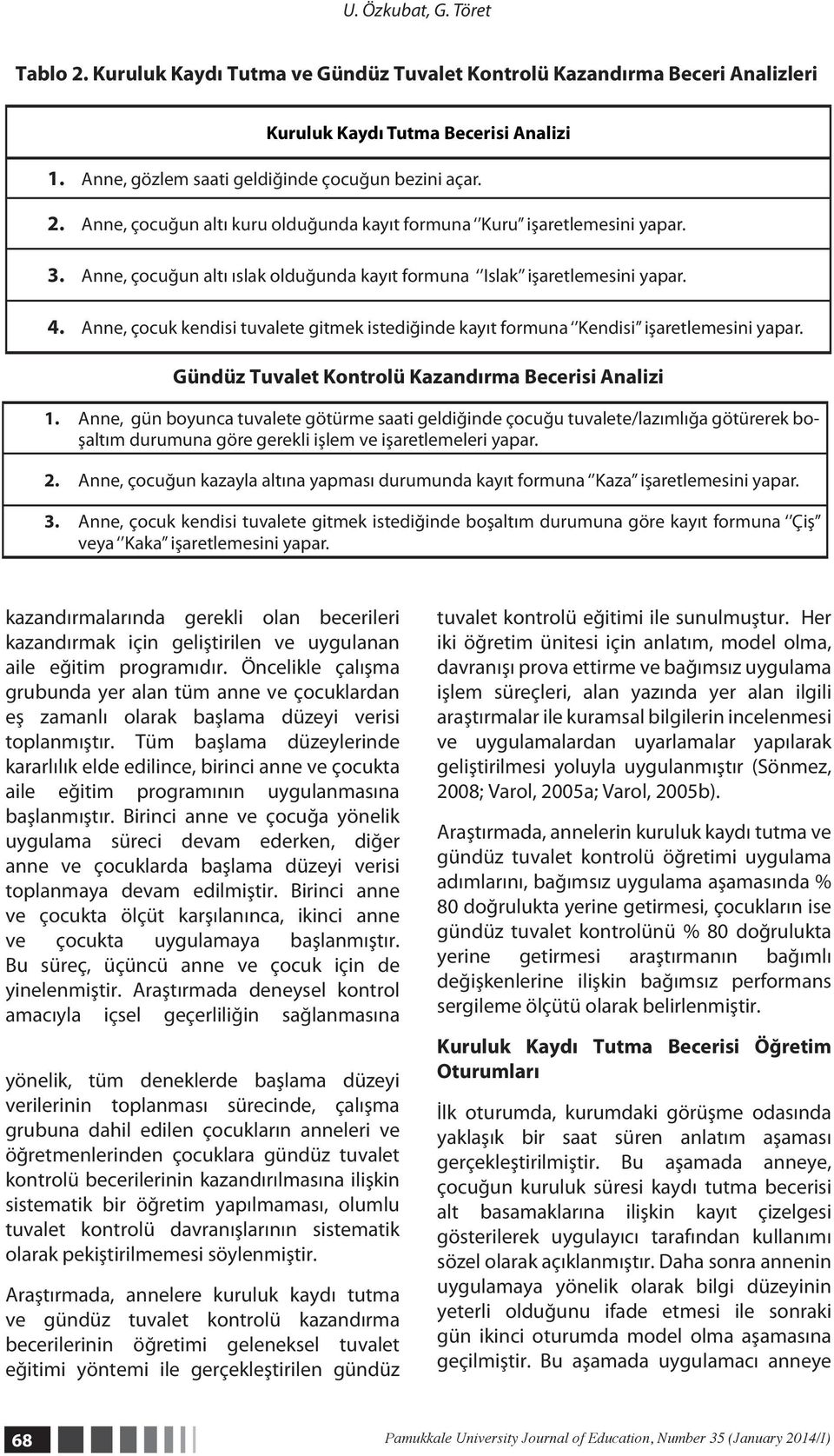 Gündüz Tuvalet Kontrolü Kazandırma Becerisi Analizi 1.