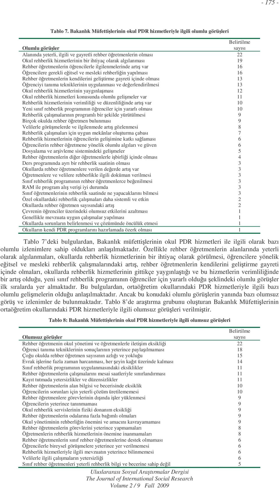 bir ihtiyaç olarak algılanması 19 Rehber öretmenlerin örencilerle ilgilenmelerinde artı var 16 Örencilere gerekli eitsel ve mesleki rehberliin yapılması 16 Rehber öretmenlerin kendilerini gelitirme