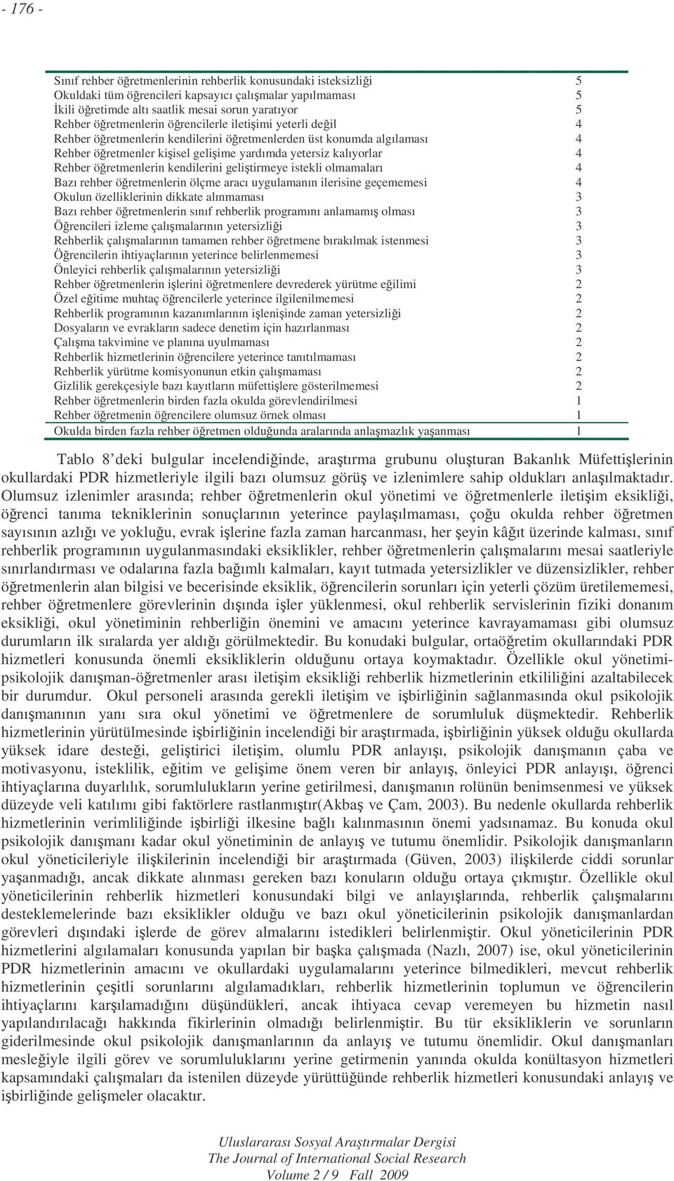 öretmenlerin kendilerini gelitirmeye istekli olmamaları 4 Bazı rehber öretmenlerin ölçme aracı uygulamanın ilerisine geçememesi 4 Okulun özelliklerinin dikkate alınmaması 3 Bazı rehber öretmenlerin