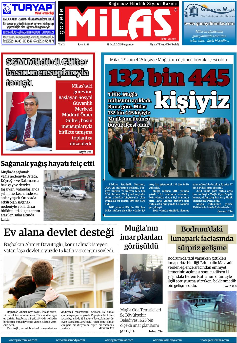 Milas 132 bin 445 kişiyle Muğla nın üçüncü büyük ilçesi oldu. 132 bin 445 kişiyiz TÜİK, Muğla nüfusunu açıkladı. Buna göre, Milas 132 bin 445 kişiyle Muğla nın üçüncü büyük ilçesi oldu.