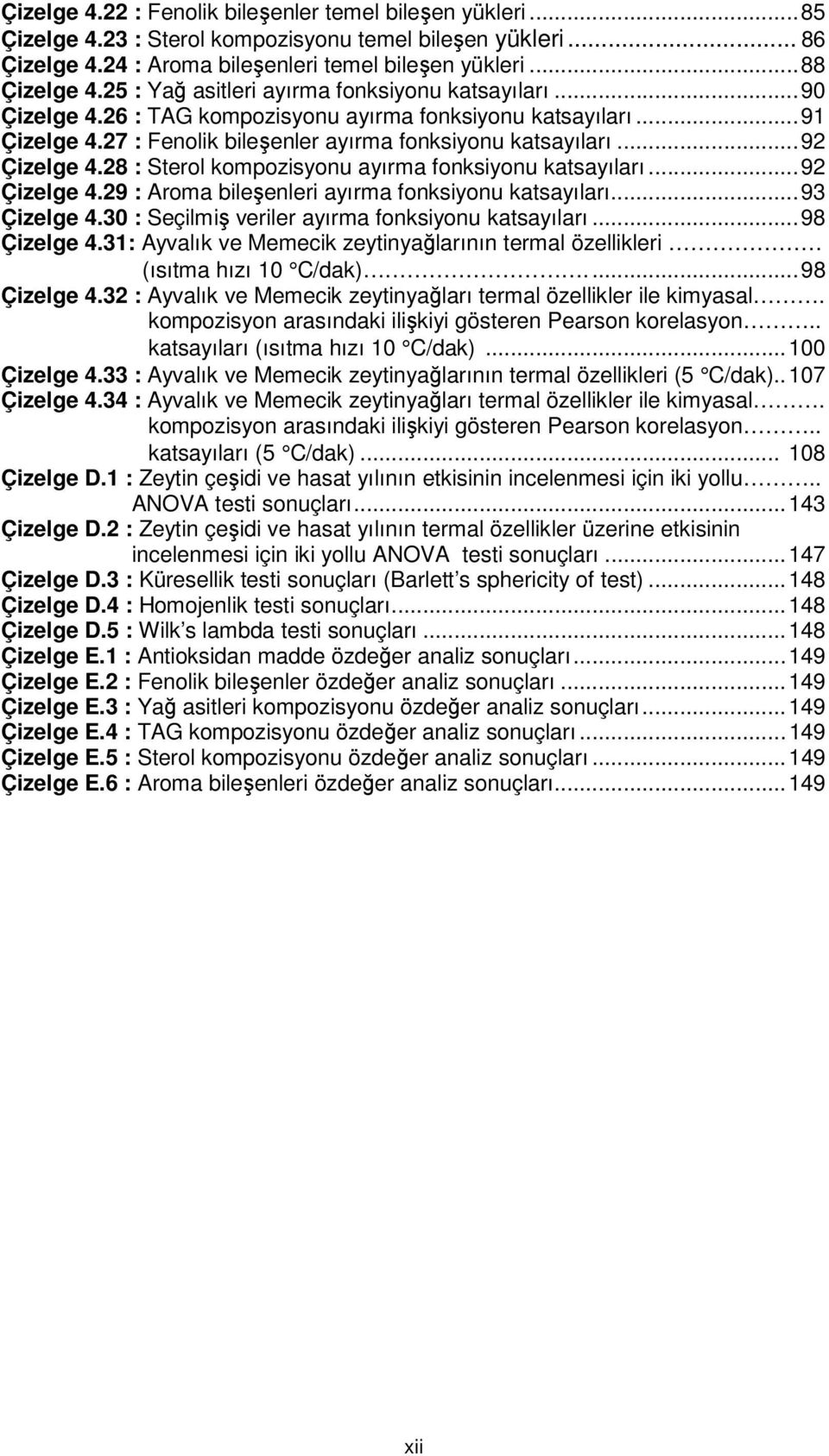 28 : Sterol kompozisyonu ayırma fonksiyonu katsayıları...92 Çizelge 4.29 : Aroma bileşenleri ayırma fonksiyonu katsayıları...93 Çizelge 4.30 : Seçilmiş veriler ayırma fonksiyonu katsayıları.